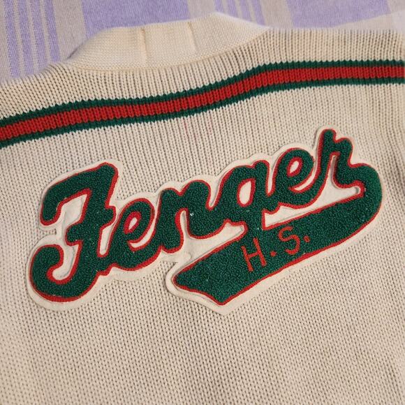 Vtg Letterman Cardigan Sweater 50s Fenger High School Englewood Knitting Gucci - Picture 4 of 10